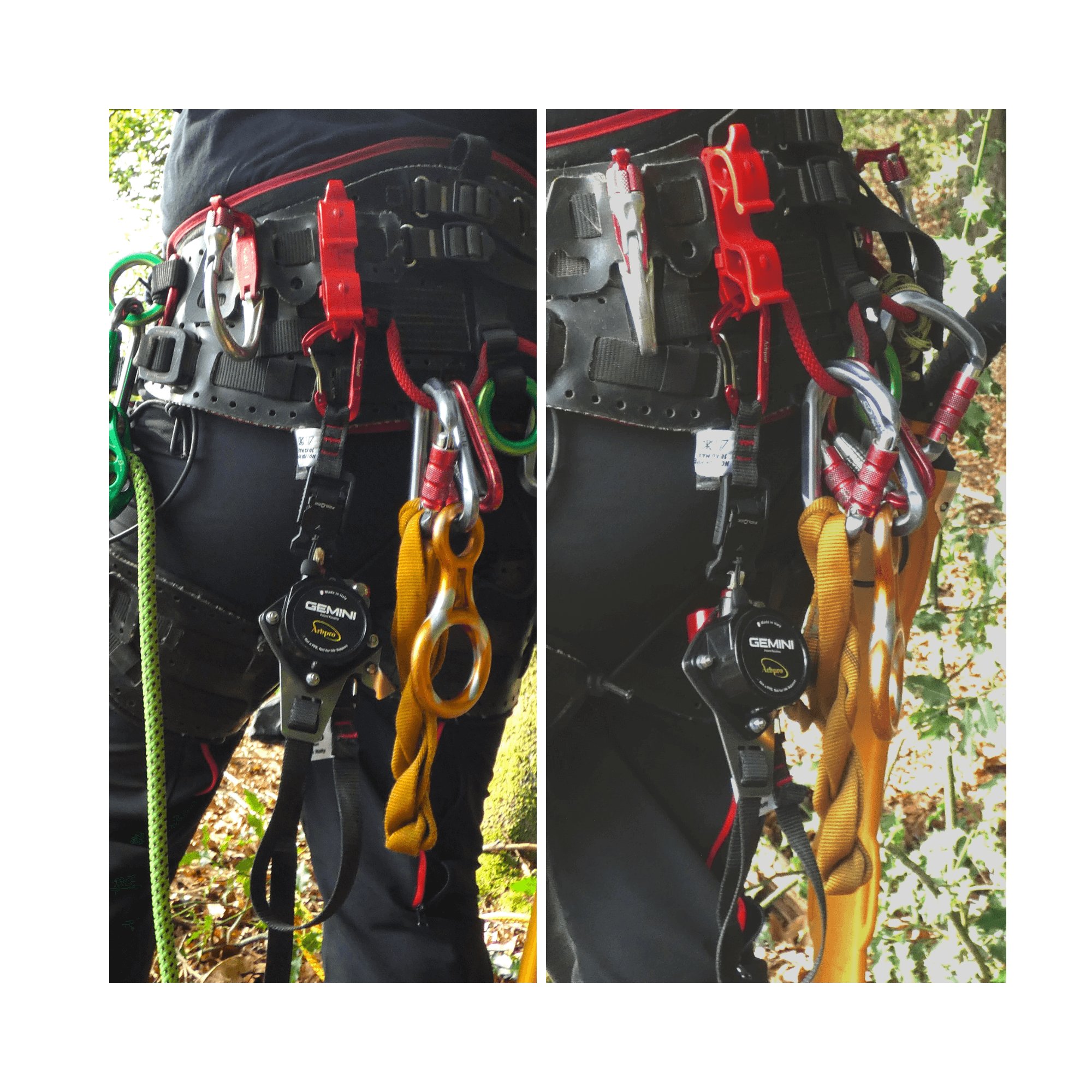 Gemini Magnetic Upgrade Kit displayed on climbing harness, showcasing magnetic connections for enhanced functionality.