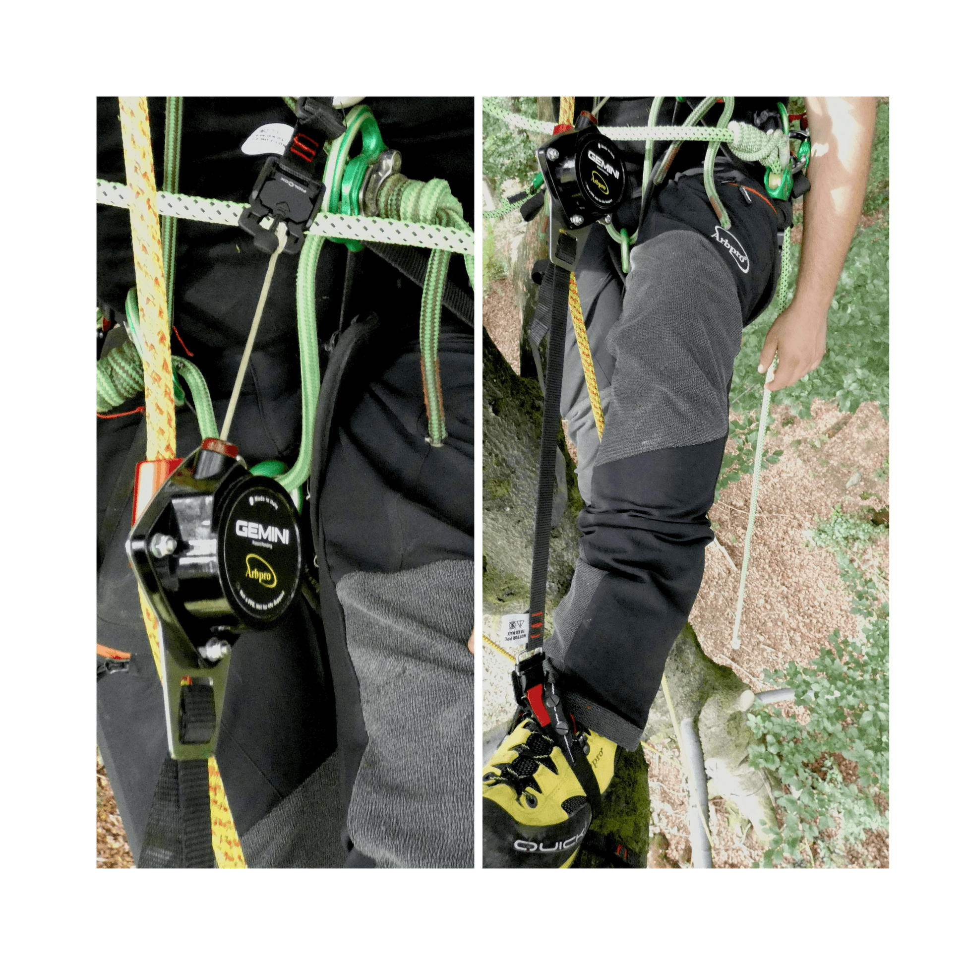 Image showing the Gemini Magnetic Upgrade Kit in use with knee climbing gear for enhanced functionality.