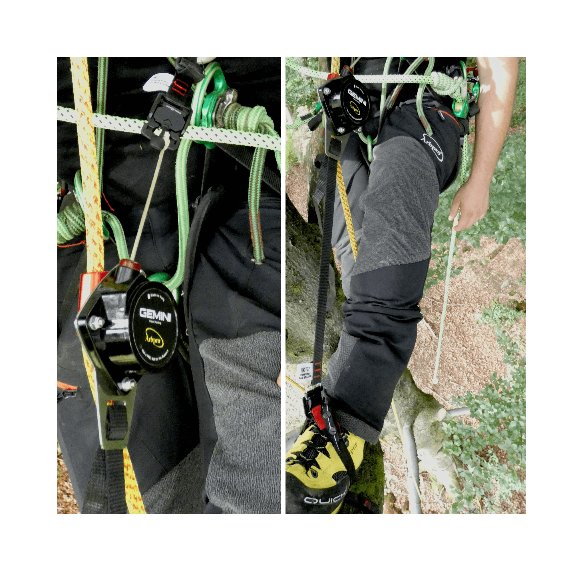 Image showing the Gemini Magnetic Upgrade Kit in use with knee climbing gear for enhanced functionality.
