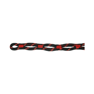 Snaketail climbing rope lanyard with distinctive red and black patterns for secure ascender attachment.