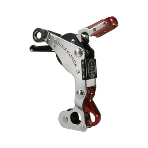 SpiderJack 3 mechanical device with red and silver design on a white background