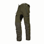 A pair of olive green Arbortec Breatheflex Pro Chainsaw Trousers with protective panels on the front and knees, featuring multiple pockets and an adjustable waistband.