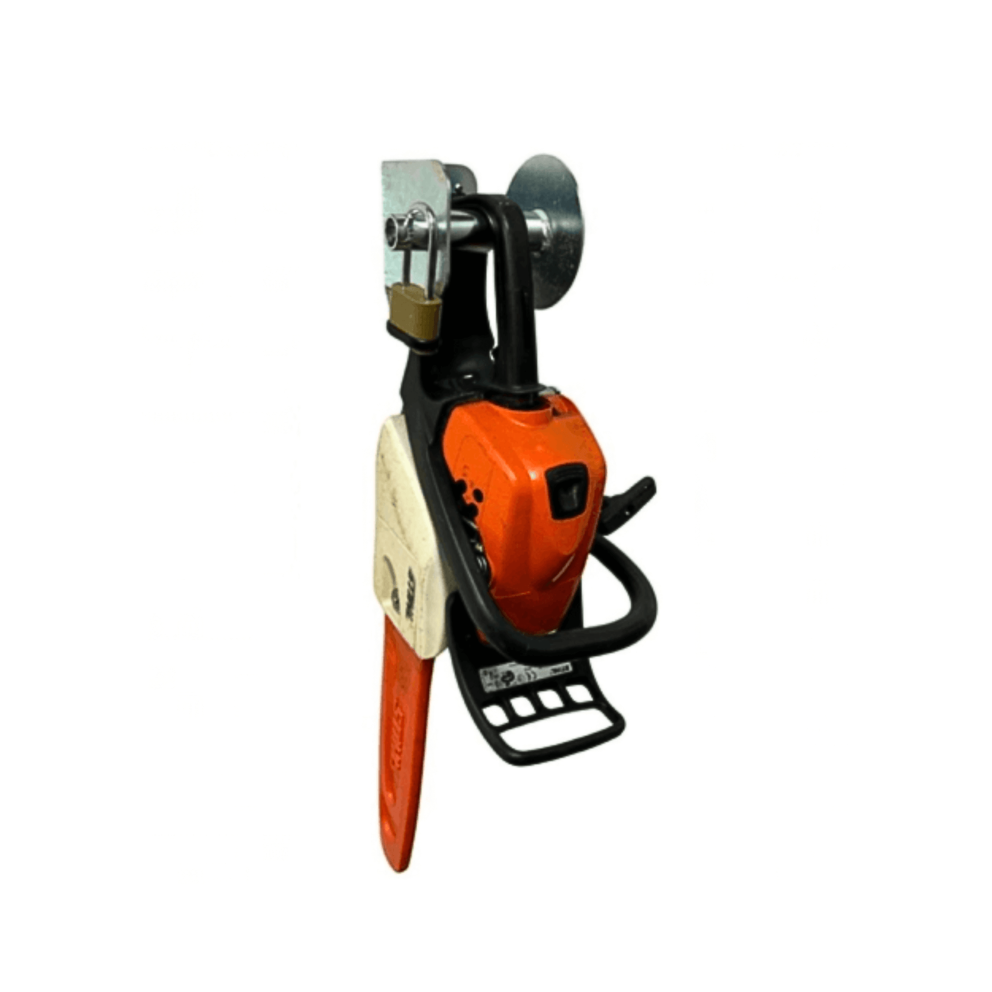 Bulldog TL50 Chainsaw Tool Lock securing a chainsaw for tool protection and safety