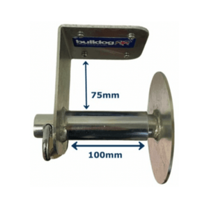 Bulldog TL50 Chainsaw Tool Lock side view with measurements of 75mm and 100mm for secure tool protection.