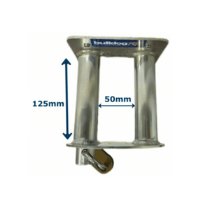 TL52 Strimmers Tool Lock dimensions showing height 125mm and width 50mm for securing garden equipment.