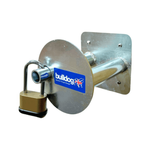 Bulldog TL52 Strimmers Tool Lock with securing padlock for high-value garden equipment.