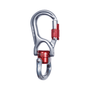 ENIGMA 3LOCK Swivel Silver carabiner with triple-lock and integrated swivel for arborists and riggers.