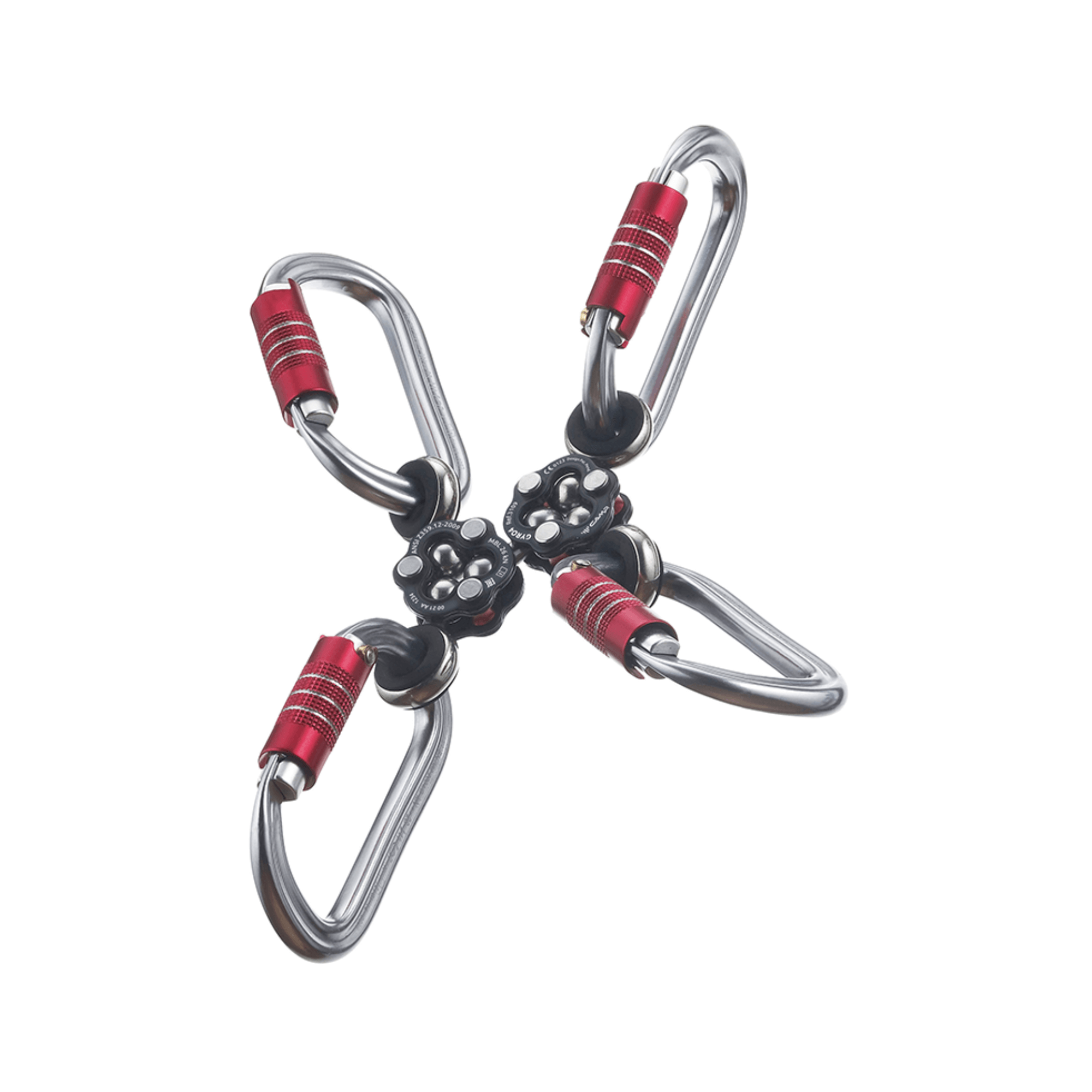 CAMP Gyro4 Swivel with four carabiners for versatile anchoring solutions in rigging.