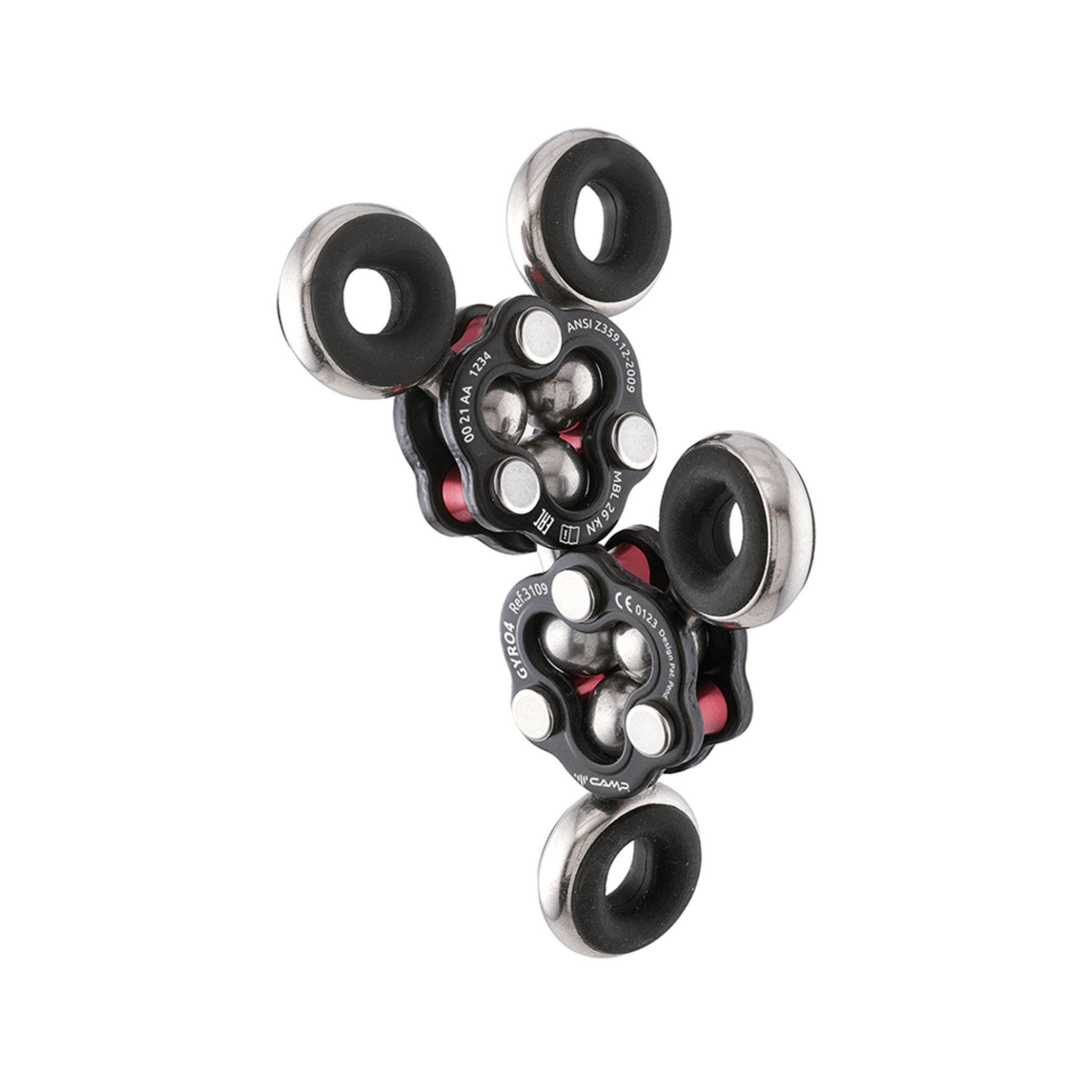 CAMP Gyro4 Swivel anchor with multi-directional rotating connection points for arborists and rigging professionals.