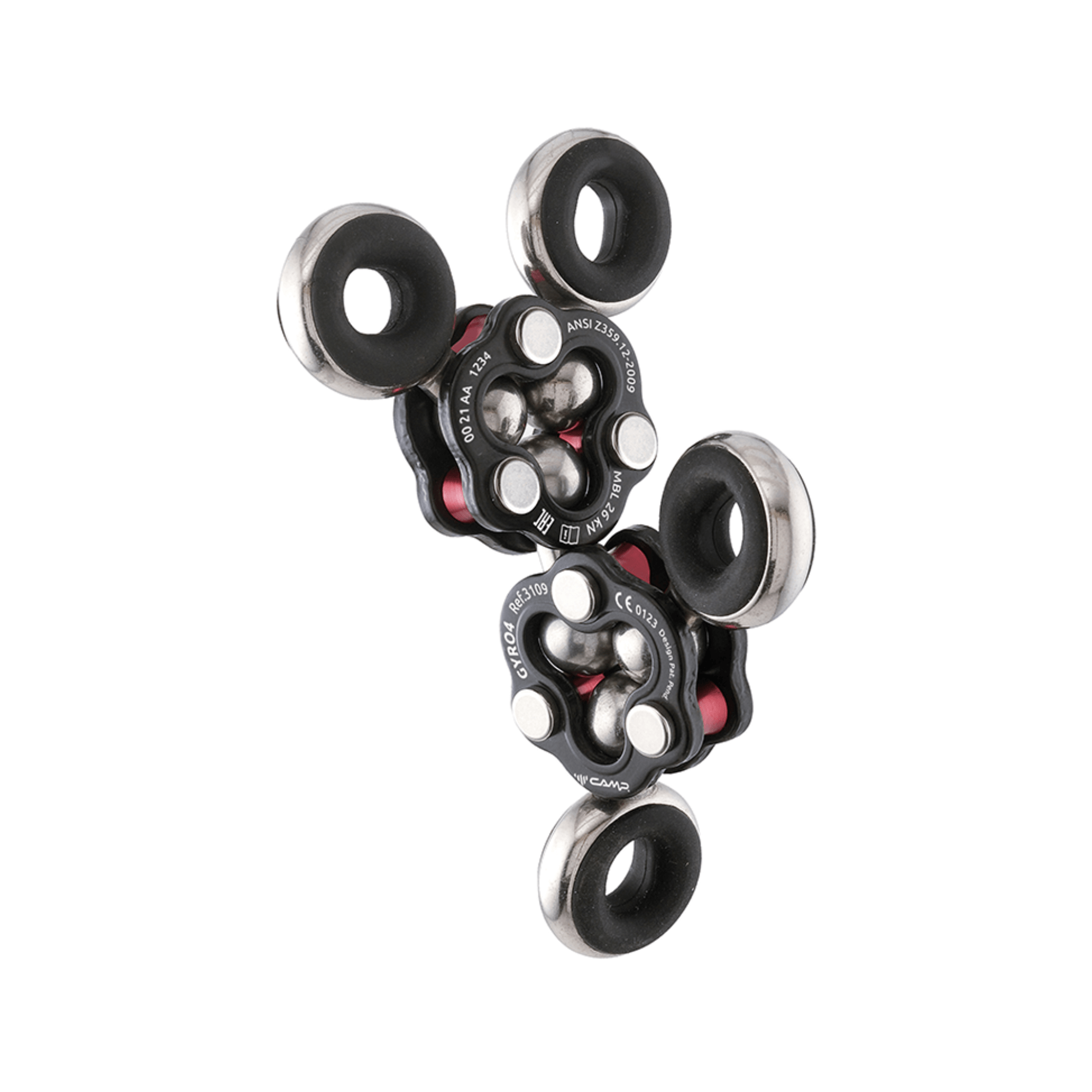 CAMP Gyro4 Swivel anchor with multi-directional rotating connection points for arborists and rigging professionals.