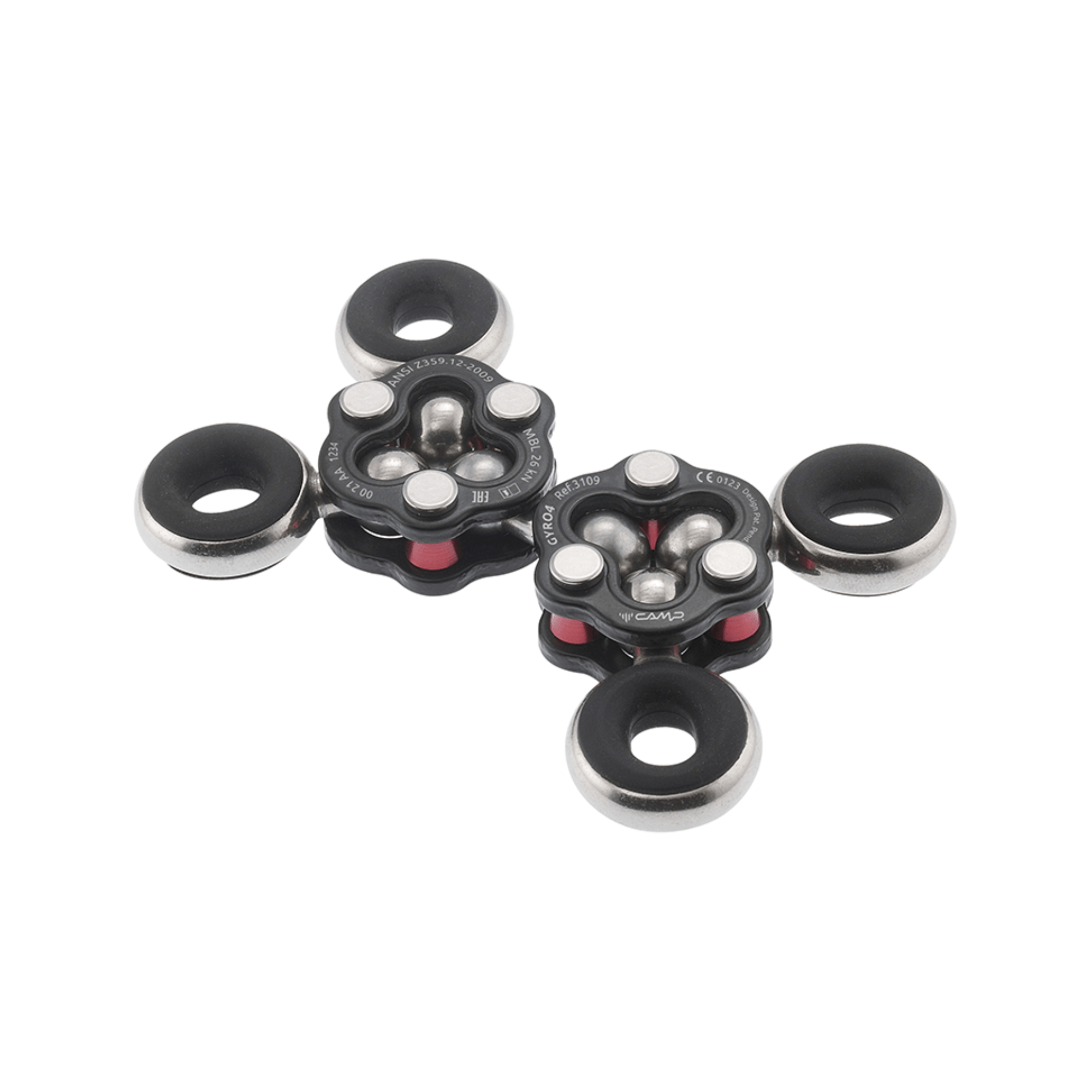 CAMP Gyro4 Swivel anchor with 3D swivel design for versatile rigging and anchoring solutions.