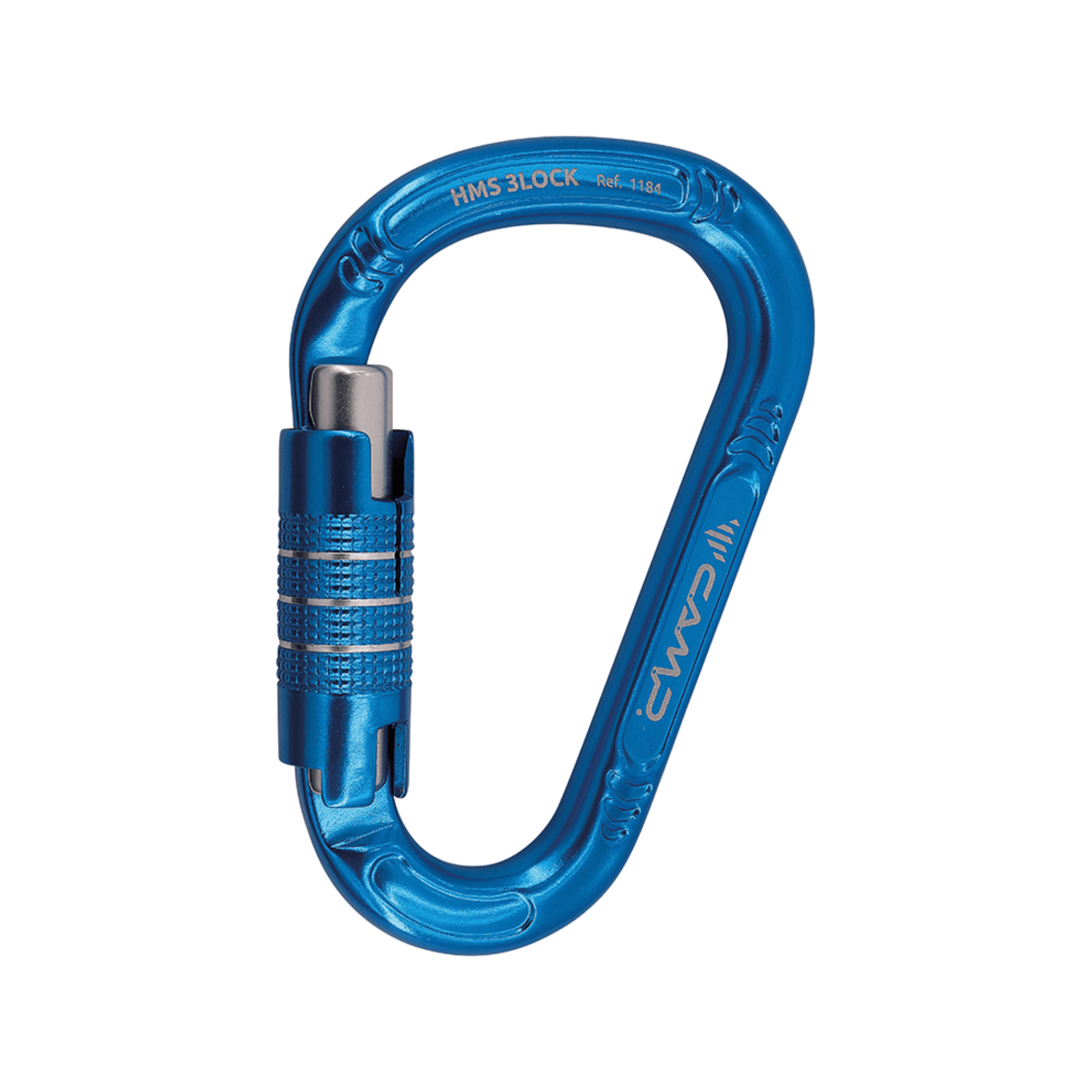 C.A.M.P. HMS 3LOCK Carabiner - Triple-lock connector in blue, ideal for arborists and tree work.