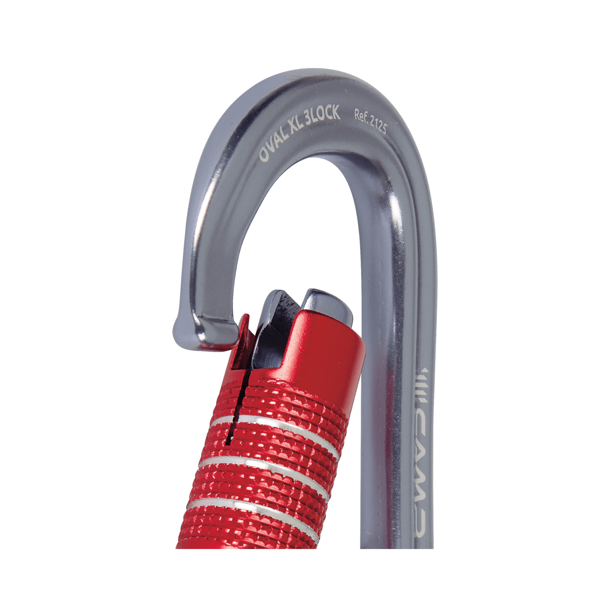 OVAL XL 3LOCK Aluminium Carabiner close-up showing secure triple-lock mechanism and keylock nose