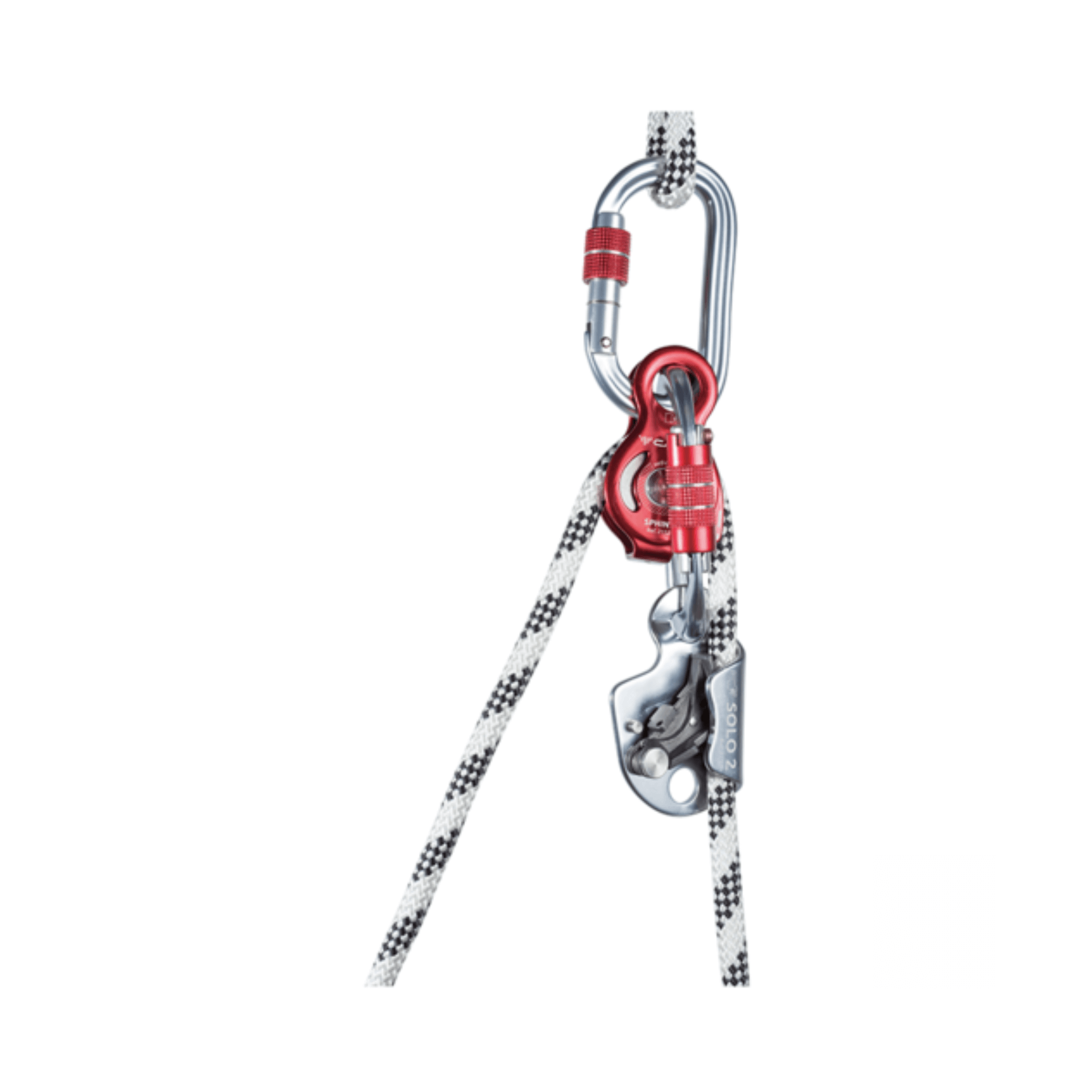 SPHINX Pulley 13mm with carabiner and rope setup for arborists and rope-access technicians.