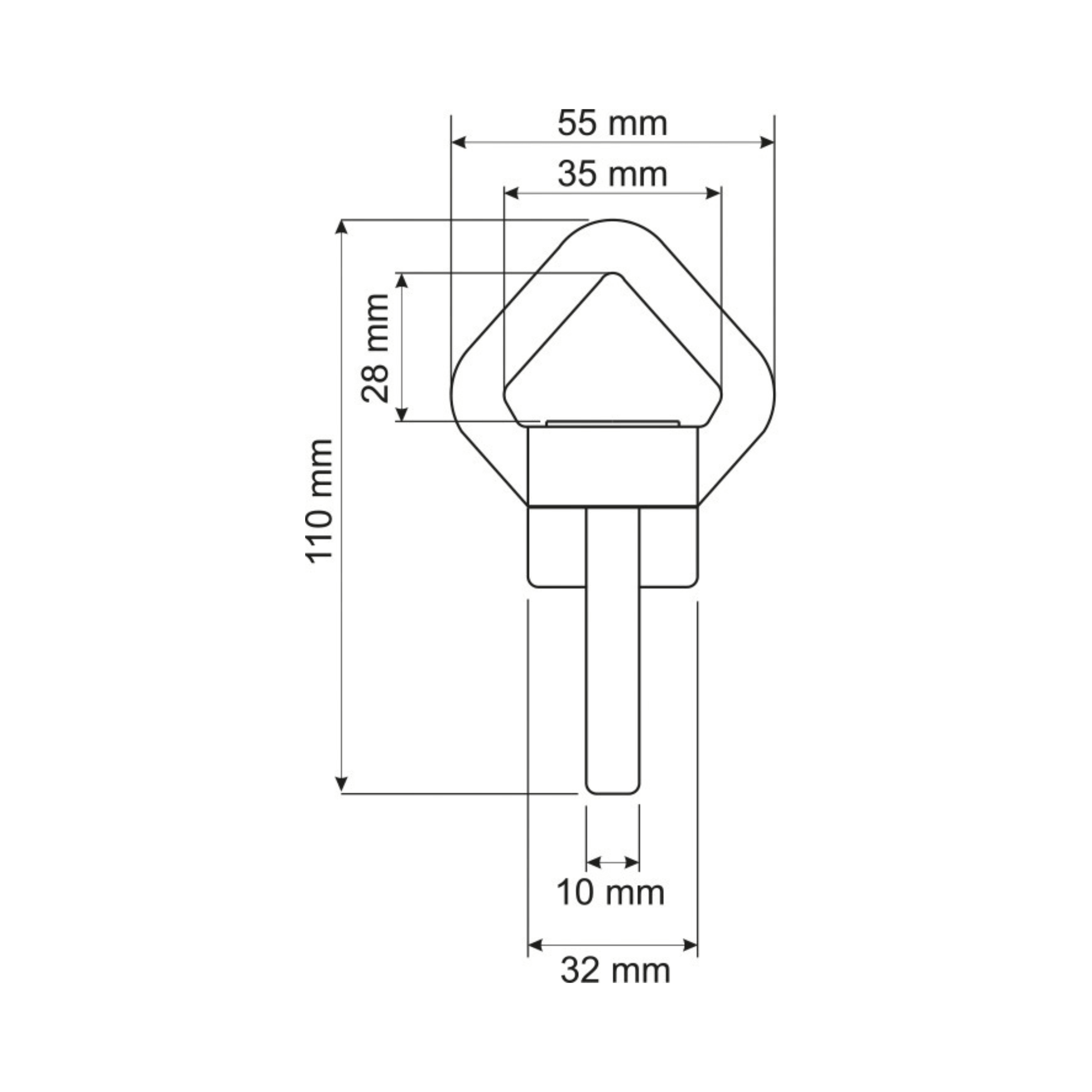 SWIVEL Swivelling Anchor dimensions illustration showing measurements in millimeters.