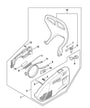 STIHL MS150 T chainsaw sprocket cover parts diagram showcasing replacement components and assembly.