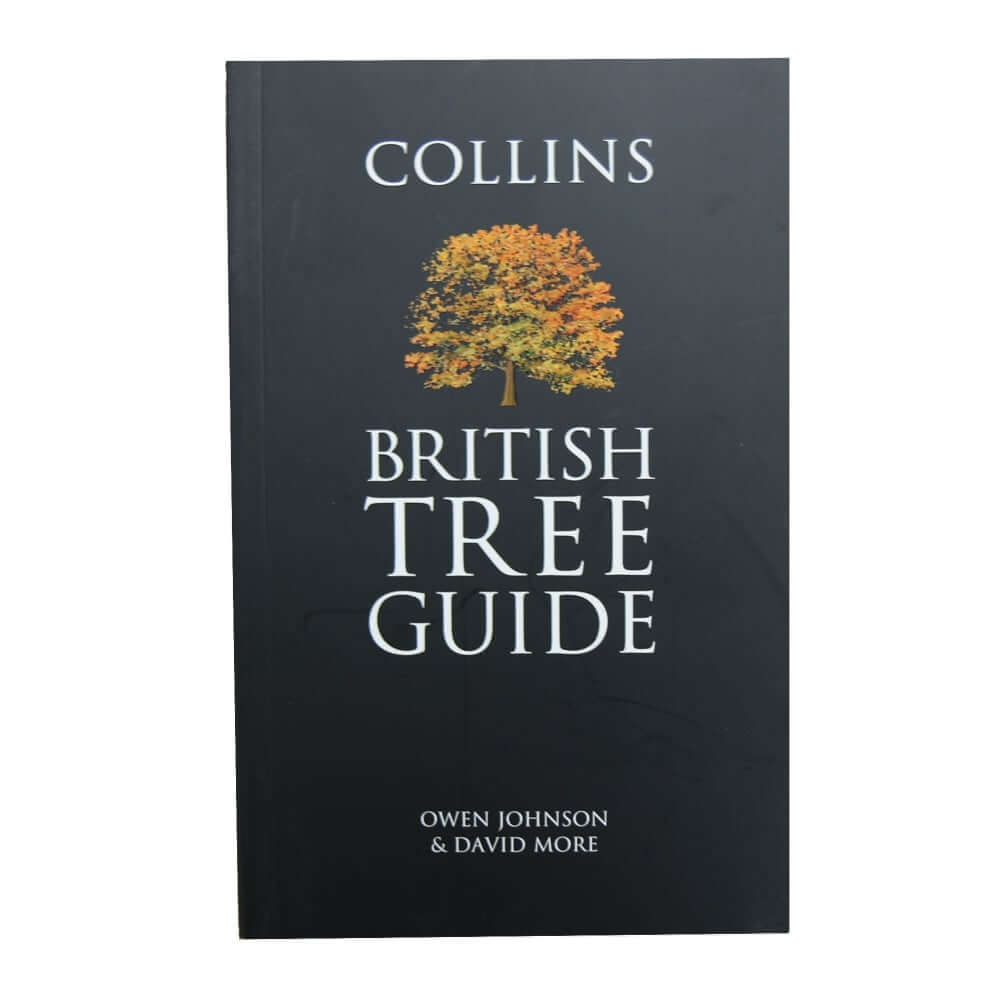A cover image of the book titled 'Collins British Tree Guide' featuring an illustration of a tree with autumn-colored leaves.