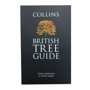 A cover image of the book titled 'Collins British Tree Guide' featuring an illustration of a tree with autumn-colored leaves.