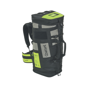 Courant Cross Pro Climbing Bag 60L in black and yellow, modular arborist gear bag with lay-flat design.
