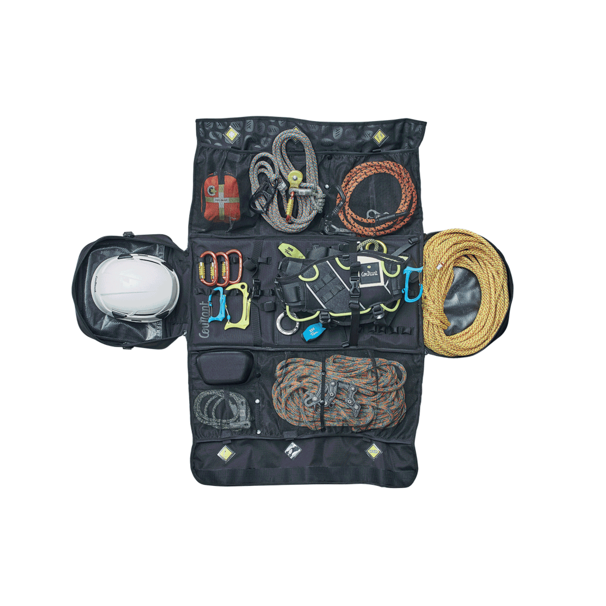 Cross Pro XL Rescue Bag All Black organized with ropes and gear, perfect for arborists and rescue professionals.