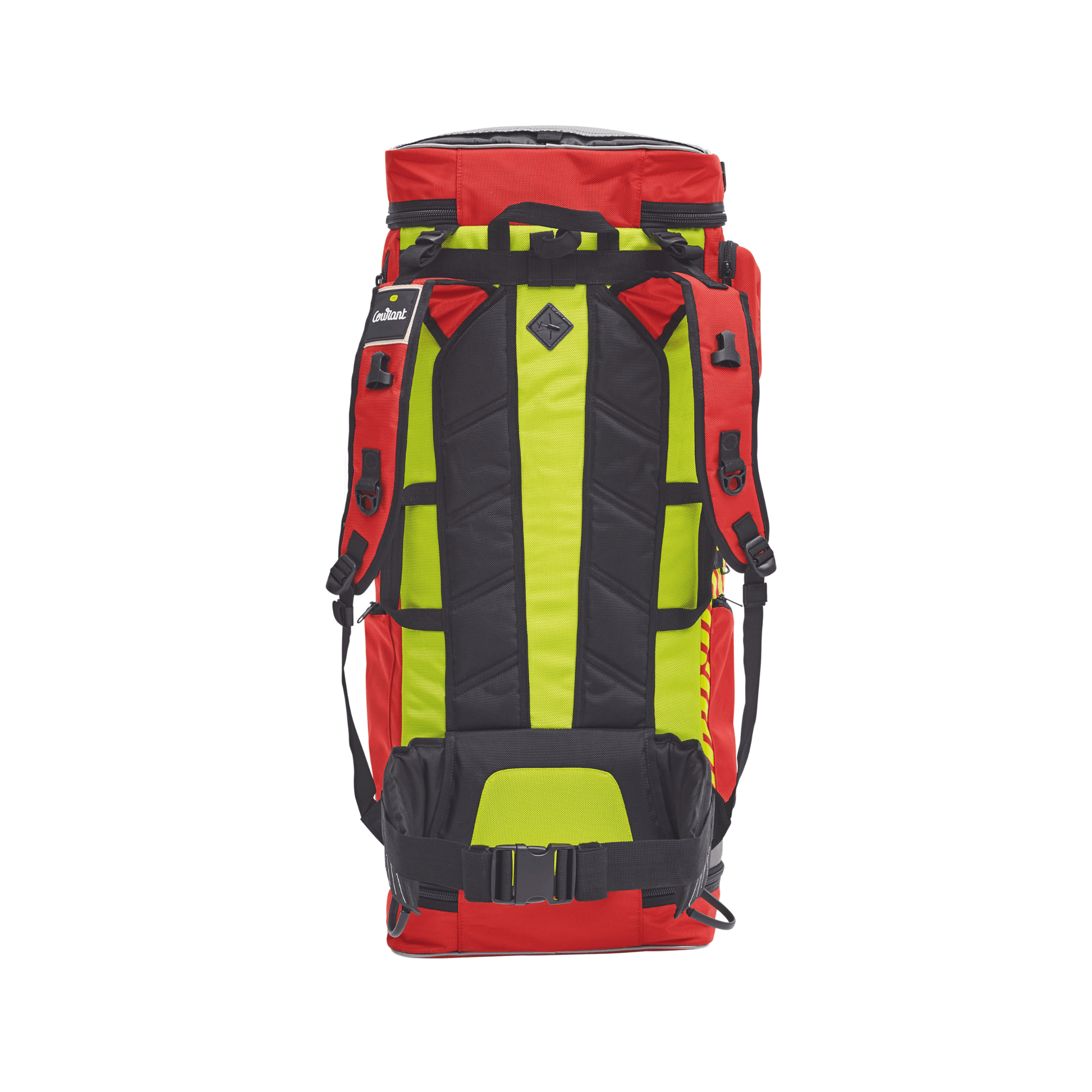 Cross Pro XL Rescue Bag with a vibrant red and lime green design, ideal for professionals in rescue operations.
