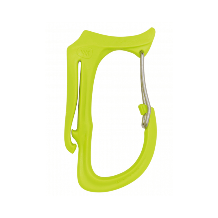 Honos Tool Carry Clip Small in vibrant green color for secure tool carrying during tree care.