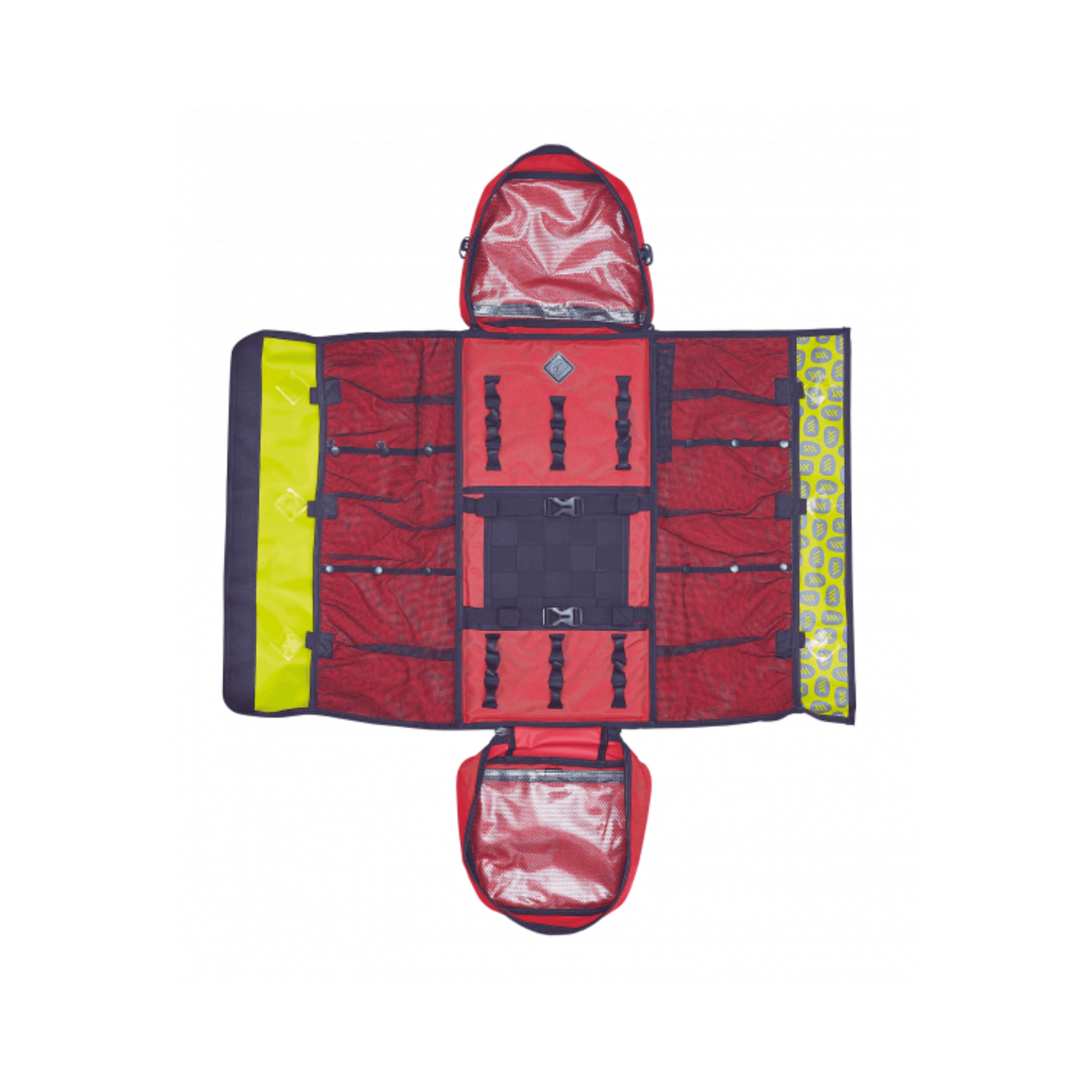 Cross Pro Full Red Climbing Bag 54 Litre with multiple compartments for gear storage, ideal for tree surgeons and climbers.