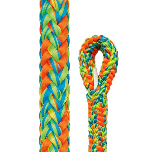 Vibrantly colored 11.7mm Komora climbing rope, featuring a durable braid ideal for tree surgeons and outdoor use.
