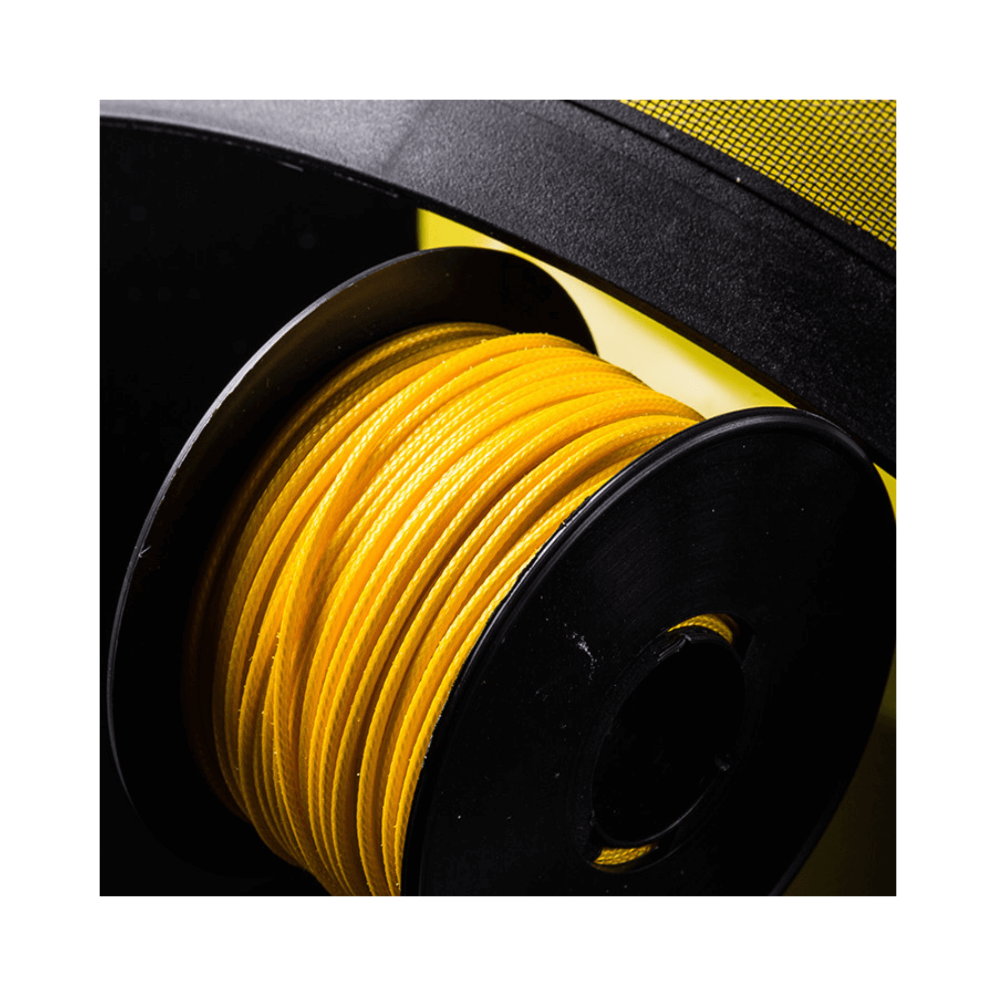 Topline Ultimate Throwline 60m yellow rope on a spool, showcasing exceptional strength and performance.