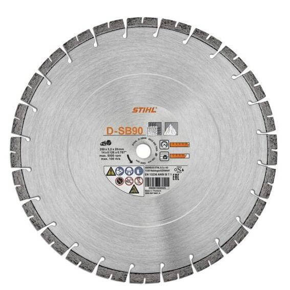 D-SB90 diamond cutting wheel by STIHL for fast cutting of brick, concrete, and metal; ideal for tree surgeons.