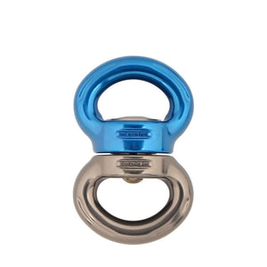 DMM Axis Rigging Swivels in blue and silver, designed for tree surgeons, offering strength and smooth operation.
