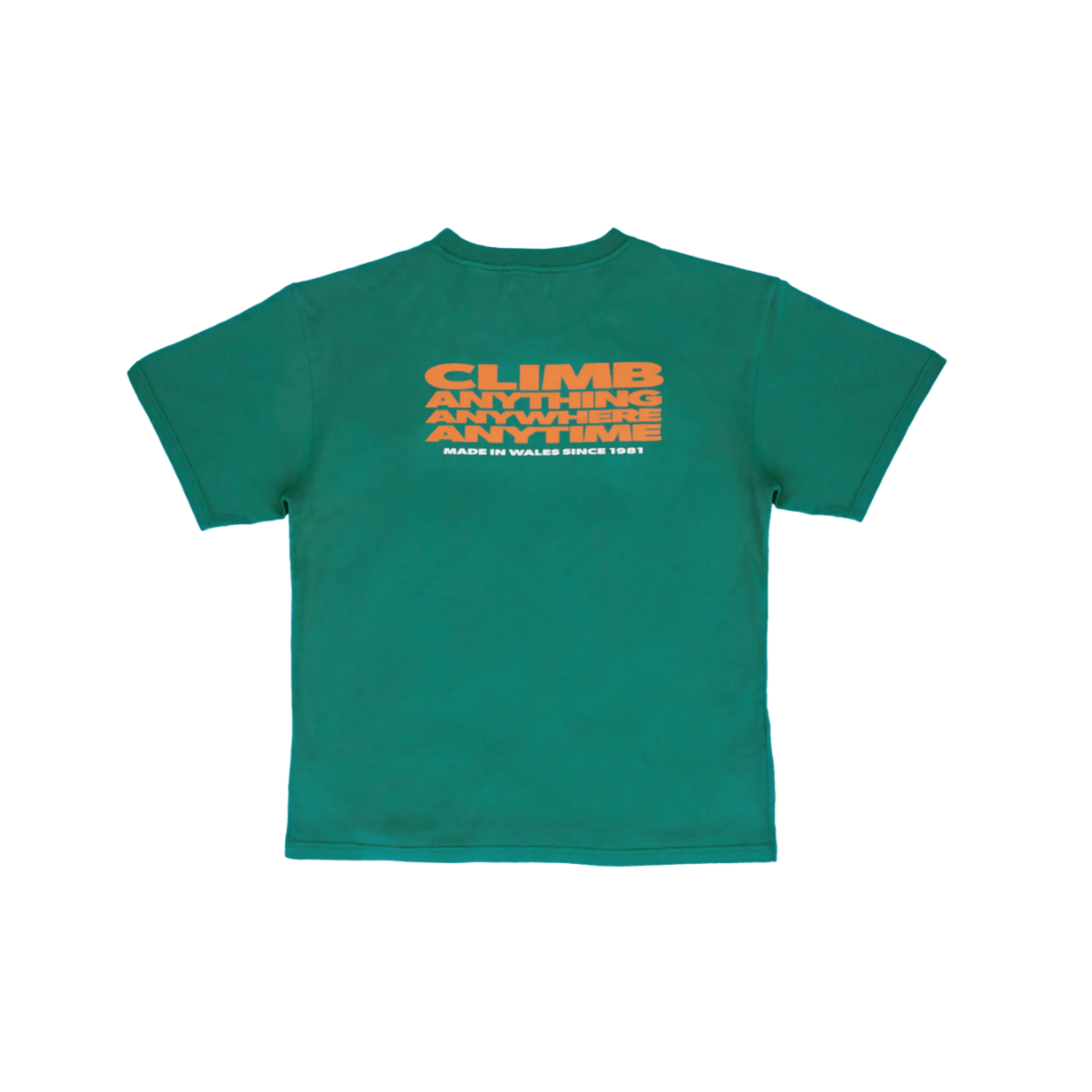 Back view of the DMM Climb Anything T-Shirt featuring bold graphic design, perfect for outdoor enthusiasts.