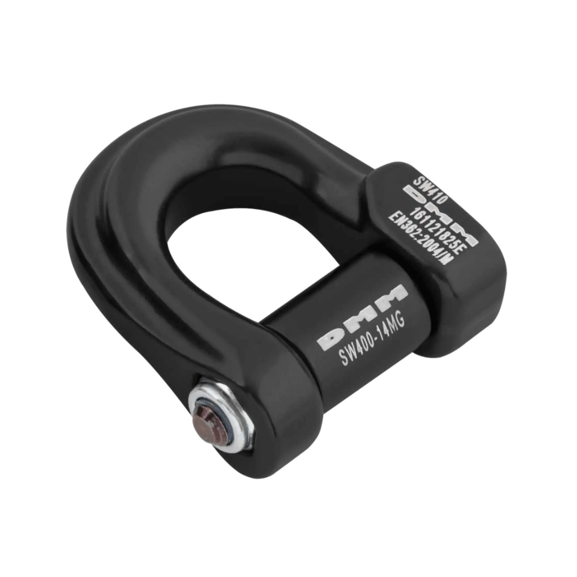 DMM Compact Shackles in black, lightweight and high-strength connection component for rigging and rescue.