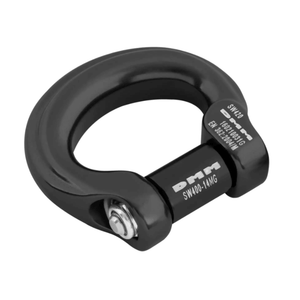 DMM Compact Shackles in black, lightweight and high-strength connection component for rigging and rescue systems.