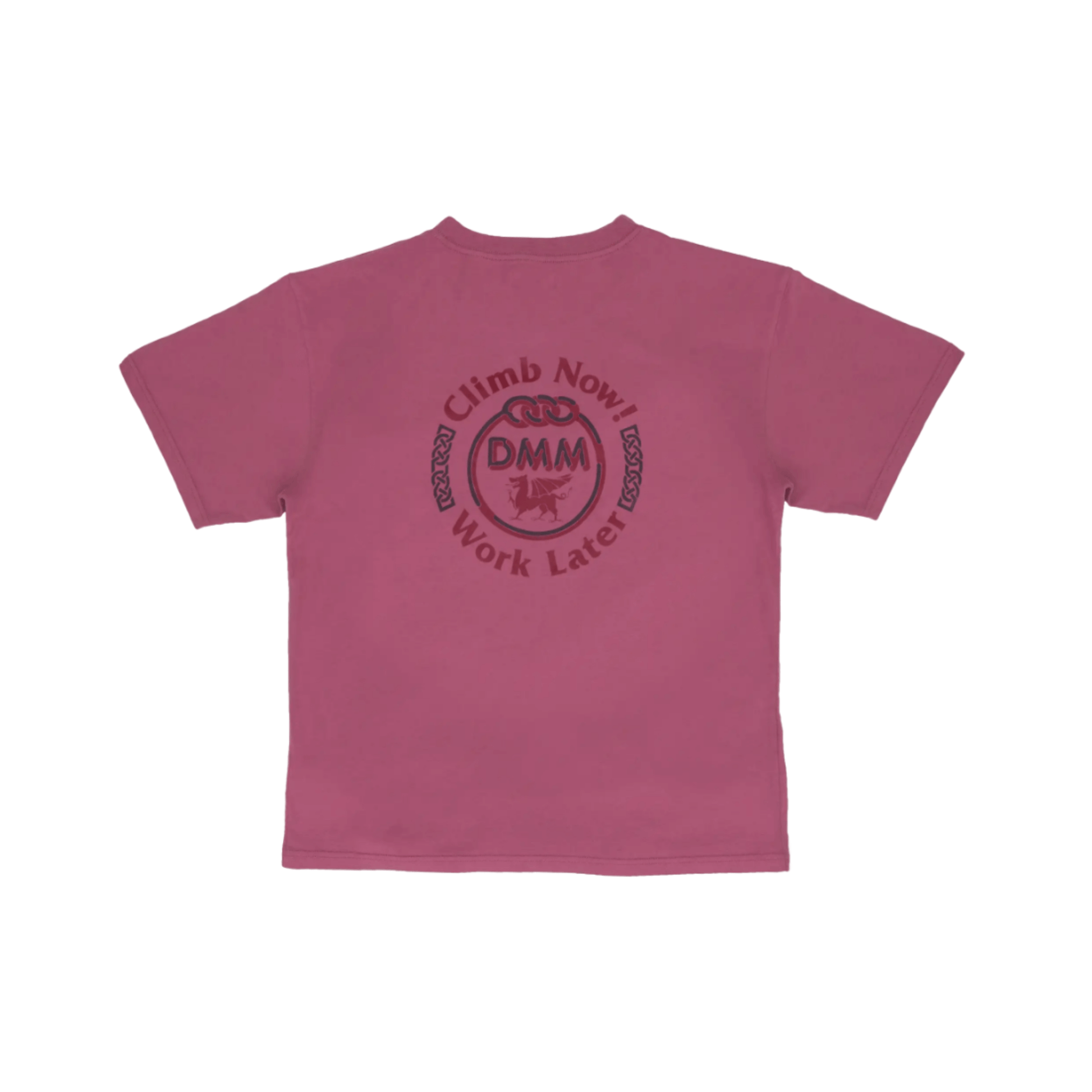 Heritage T-Shirt featuring a bold 'Climb Now! Work Later' print for outdoor enthusiasts and tree surgeons.