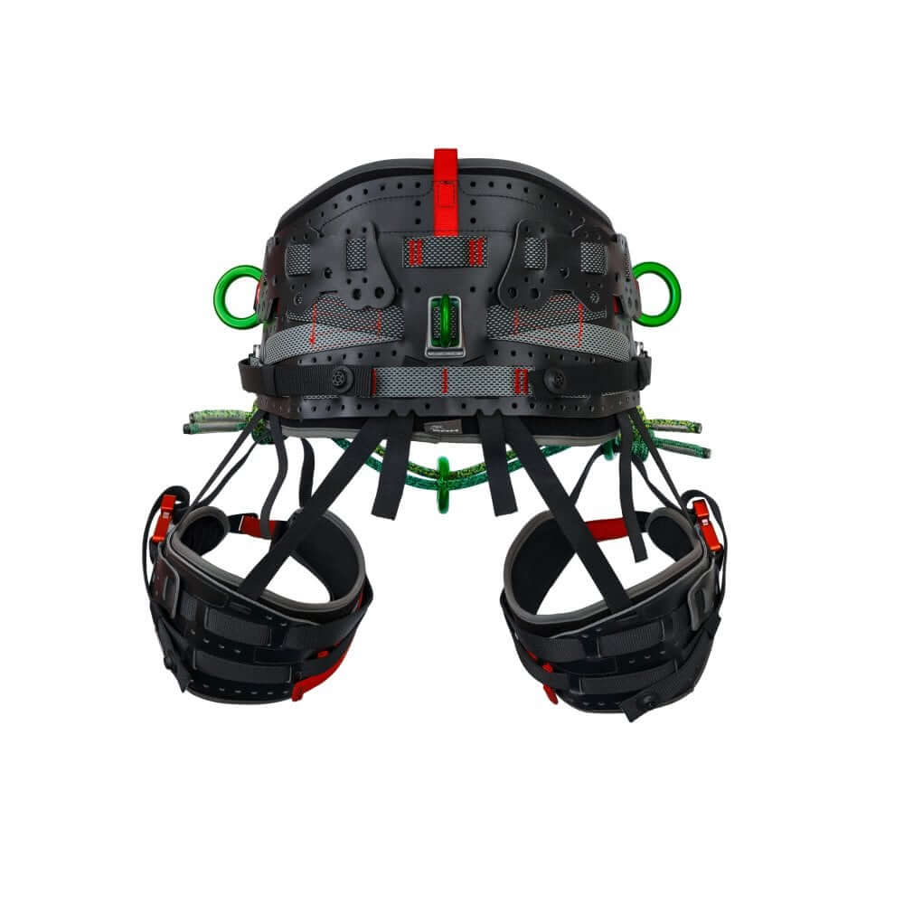 DMM Kinisi PRO tree climbing sit harness designed for tree surgeons with adjustable bridges and ergonomic features.
