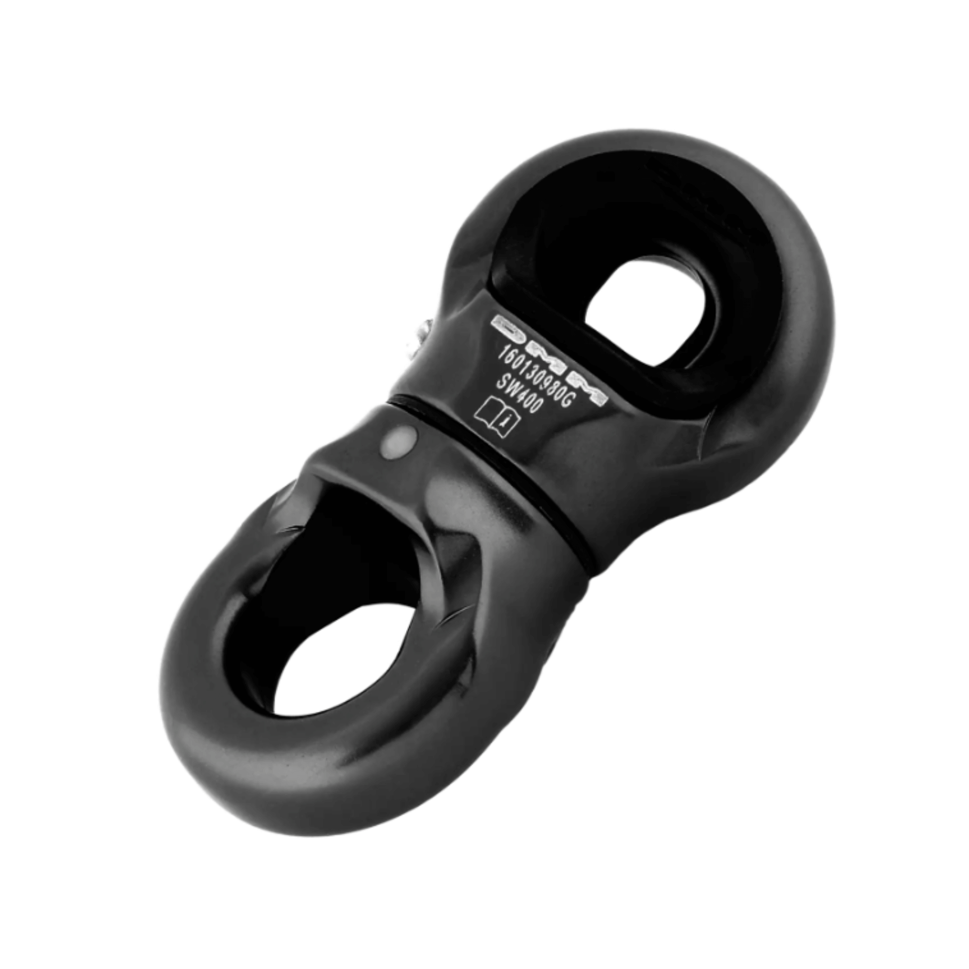 DMM Compact Mini Swivel in black, designed for efficient torsion management and professional use.