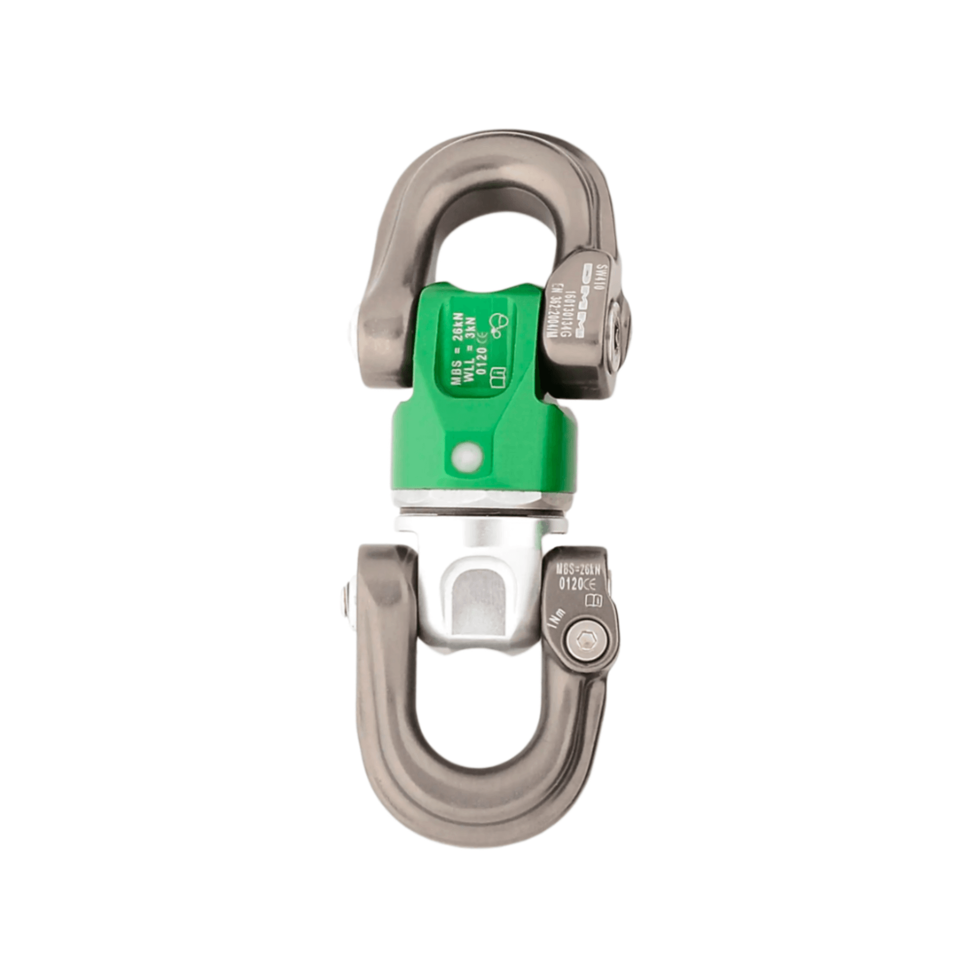 Nexus Swivel - DMM Nexus Swivel in titanium and grey for advanced arborist climbing and rigging setups.