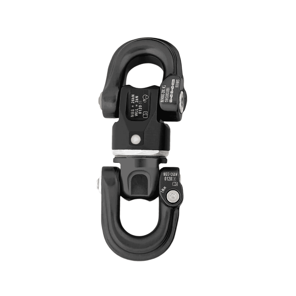 DMM Nexus Swivel in Matt Grey, ideal for tree surgeons, featuring a compact design for smooth rope rotation.