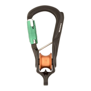 High-performance DMM Revolver Rig Locksafe carabiner with integrated pulley for tree surgeon applications.