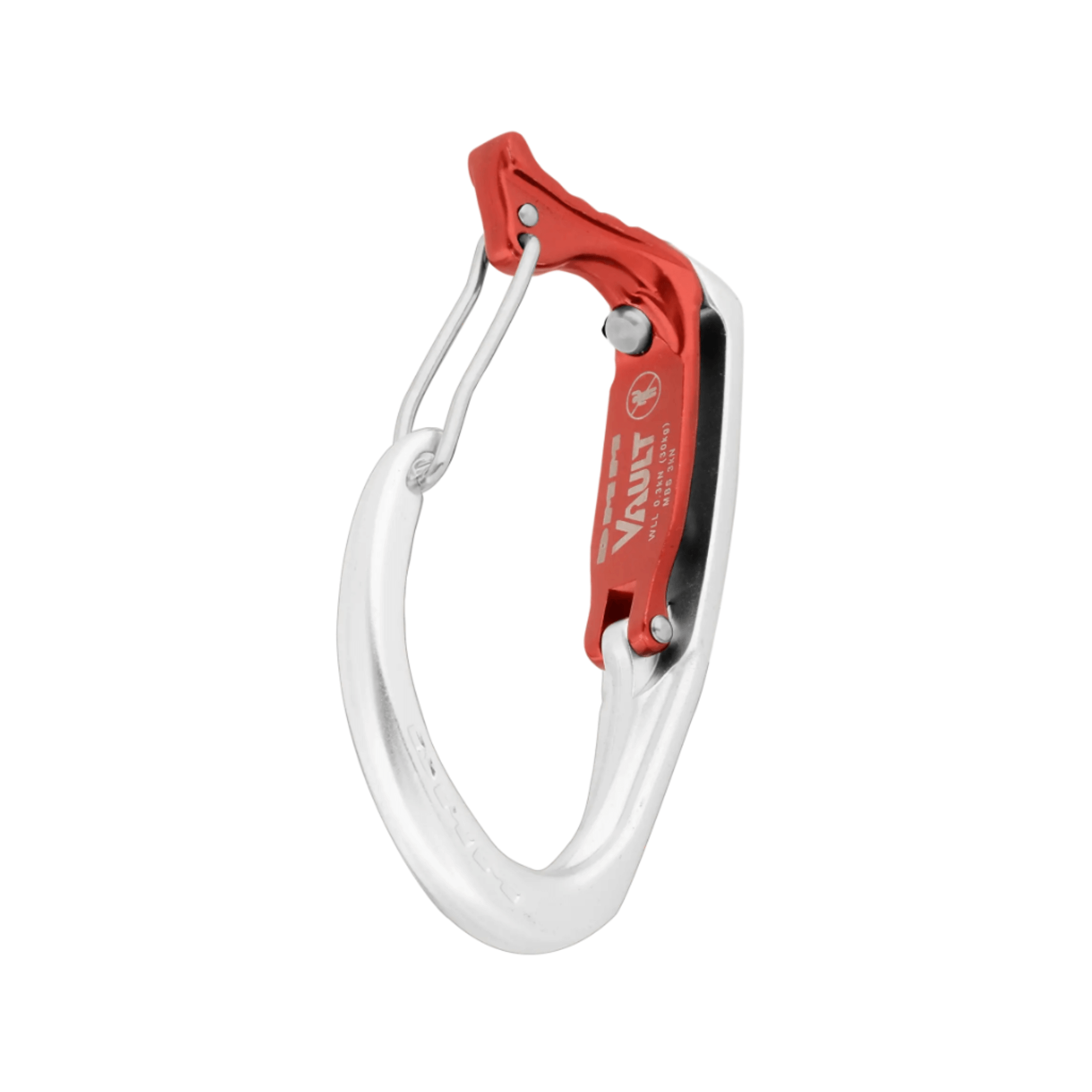 DMM Vault Wire Gate Tool Clip for arborists and tree surgeons, showcasing durable aluminum and stainless steel construction.