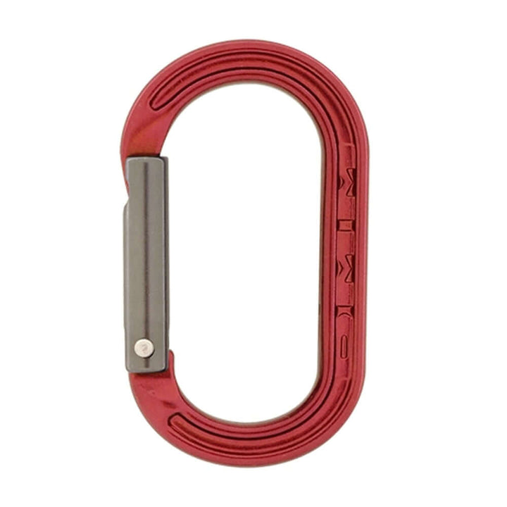 DMM XSRE Mini Carabiner in red, lightweight and compact, ideal for tree surgeons and outdoor use.