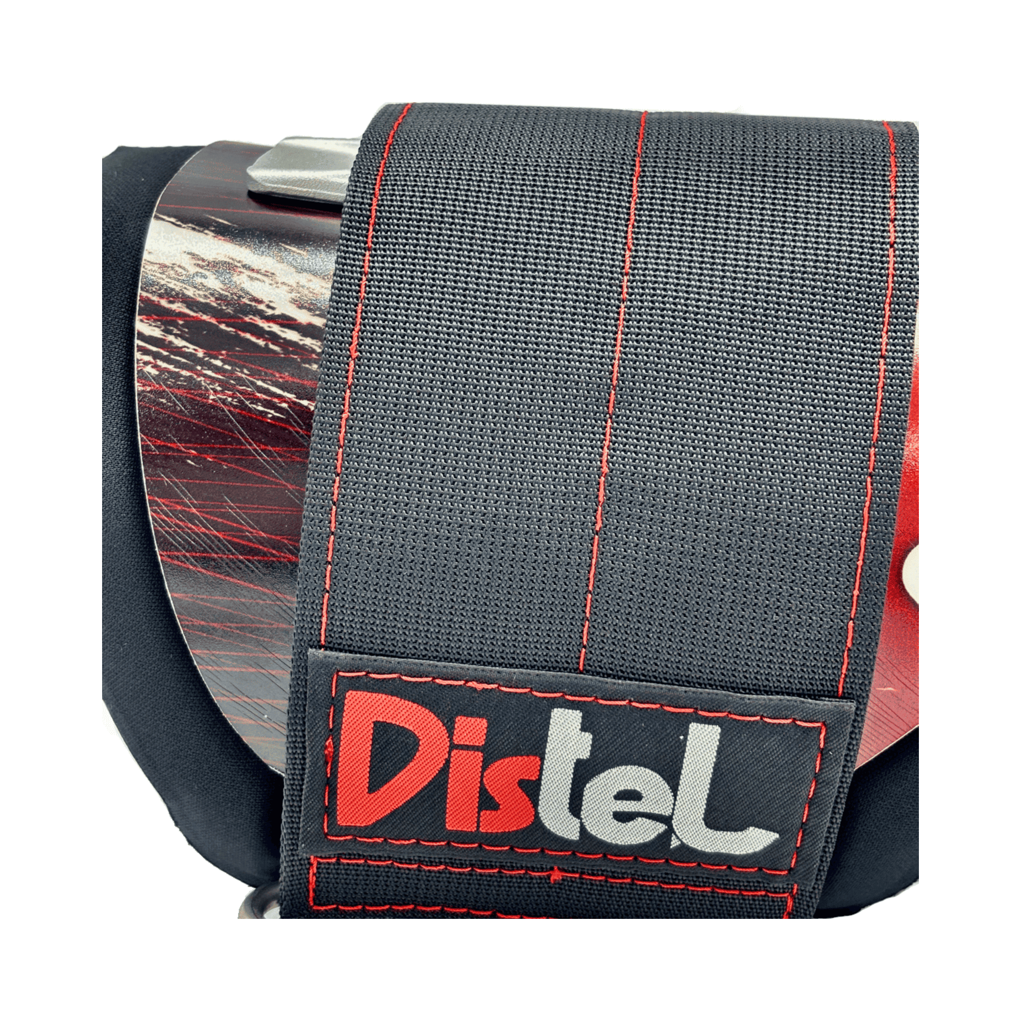 DISTEL Aluminium 3.1 Climbing Spikes Velcro Short Gaff close-up of padded strap and logo