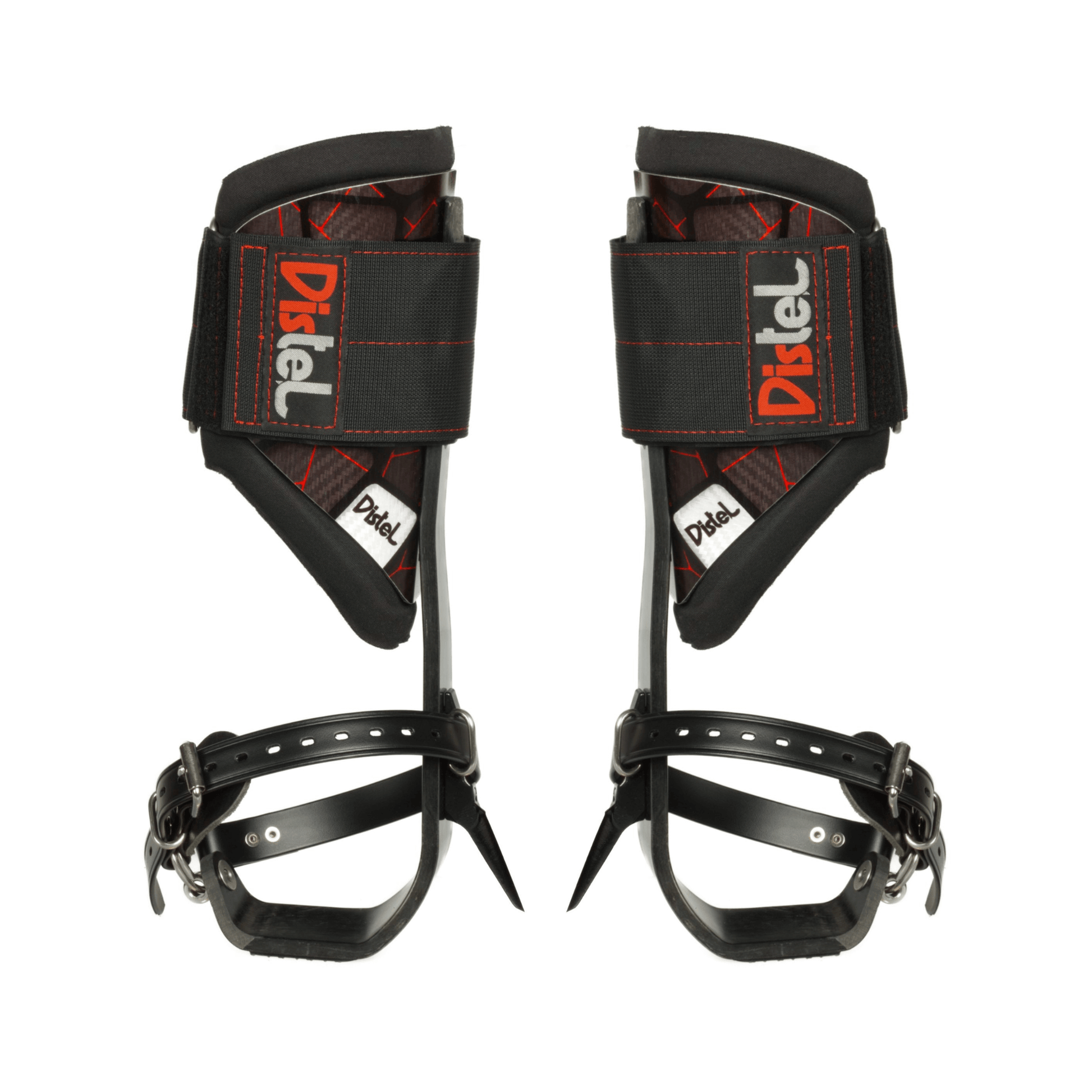 Carbon 3.1 Climbing Spikes Leather Short Gaff - Distel climbing spurs with leather straps and carbon-reinforced construction.