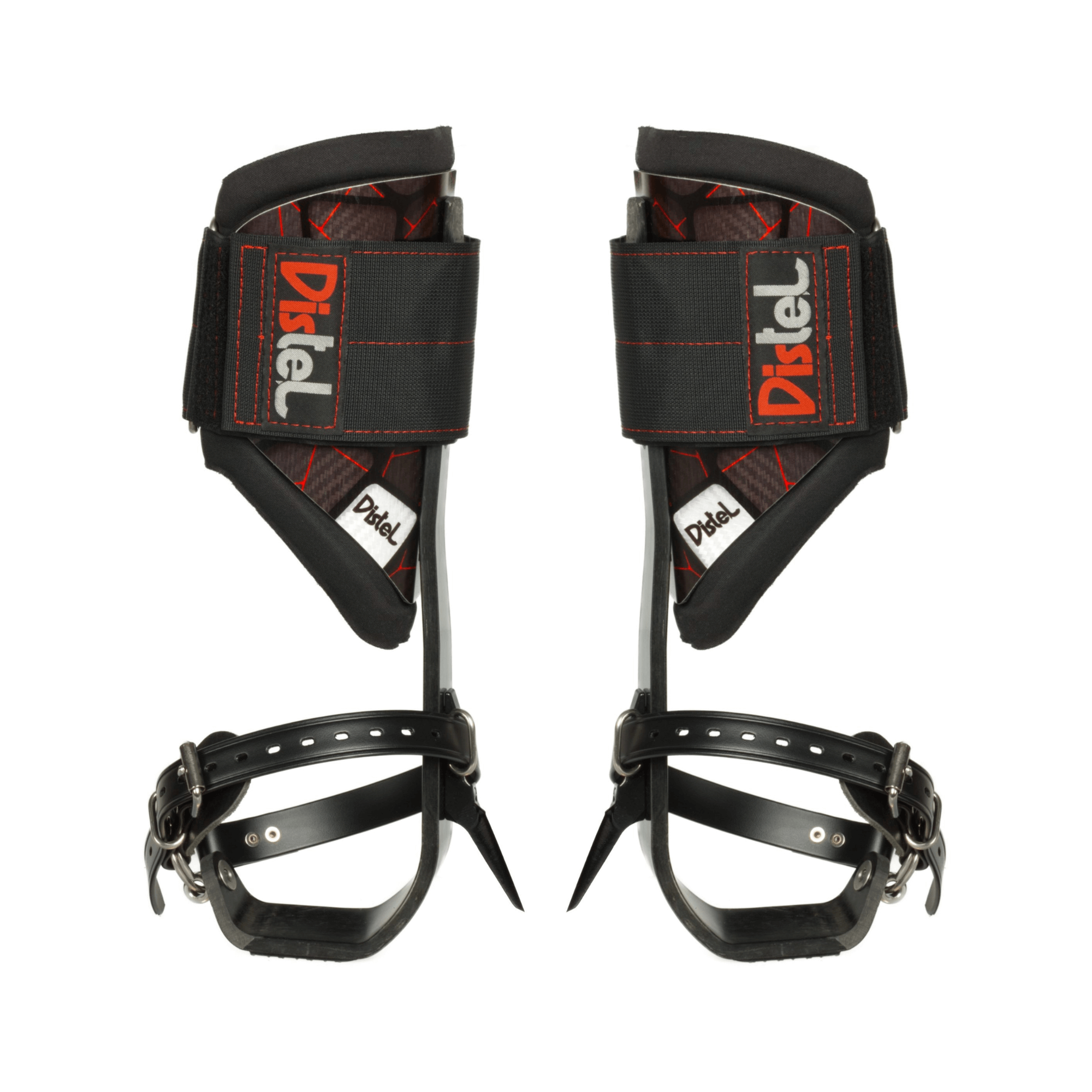 Carbon 3.1 Climbing Spikes Leather Short Gaff - Distel climbing spurs with leather straps and carbon-reinforced construction.
