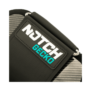 Close-up of NOTCH Gecko logo on the 3.0 Aluminium Tree Climbing Spikes, showcasing quality and design.