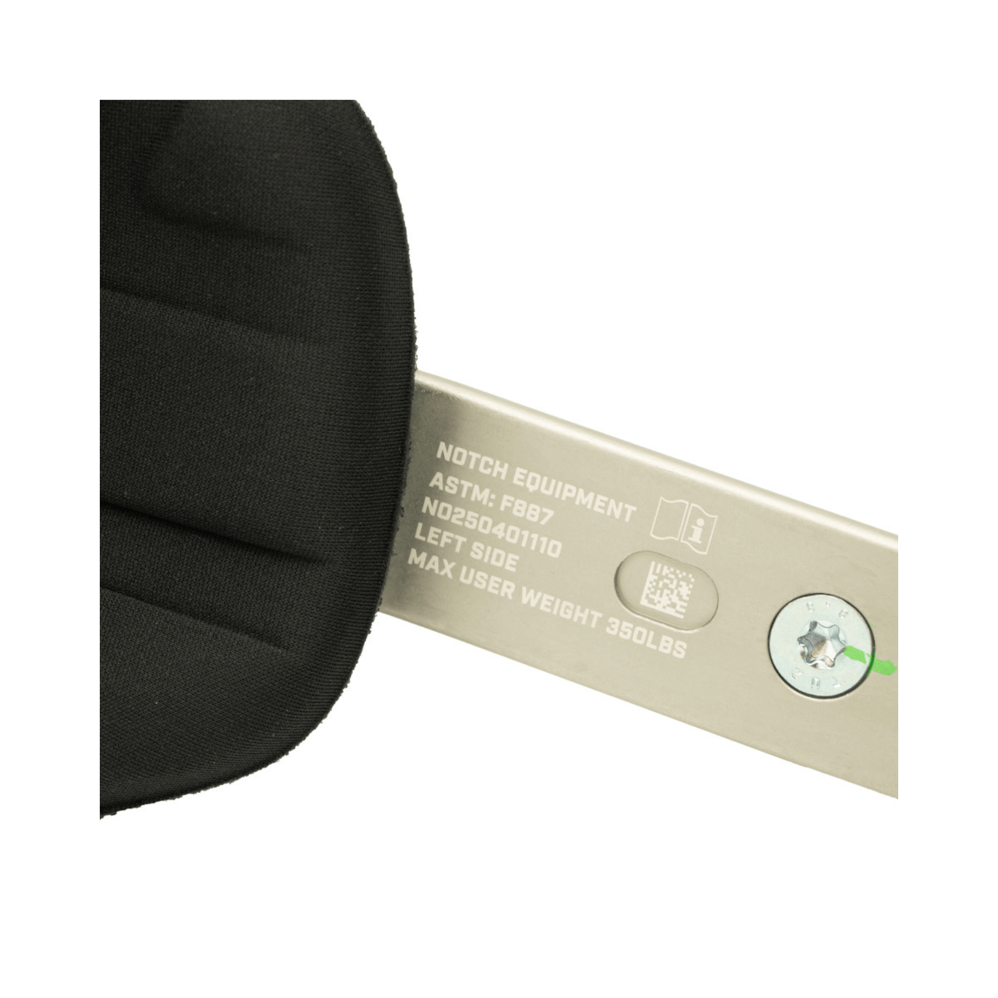 Gecko 3.0 Aluminium Tree Climbing Spikes showing ASTM label and user weight capacity details.