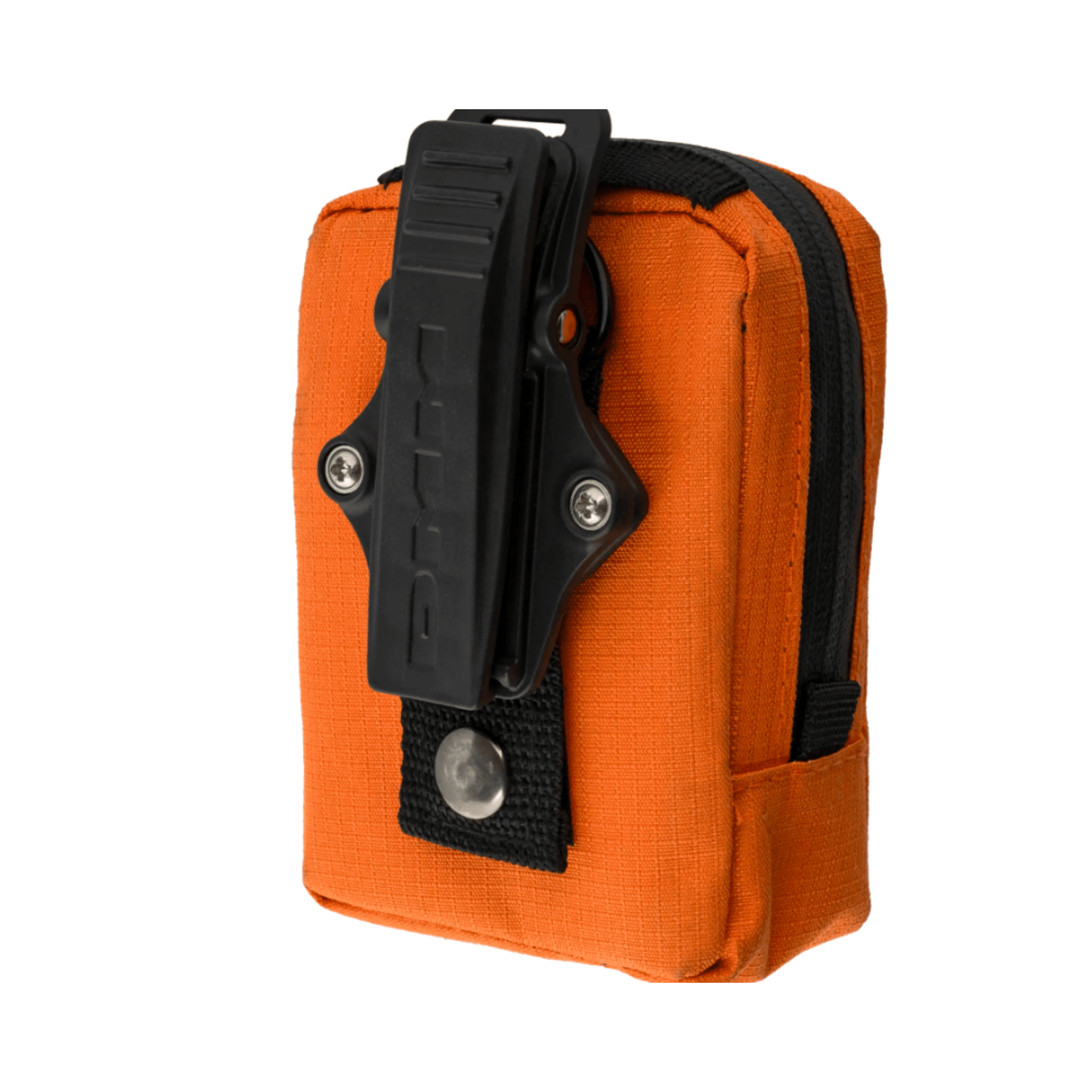 DMM Caiman Harness Strap for securing essential gear, featuring a durable orange storage pouch and clip.