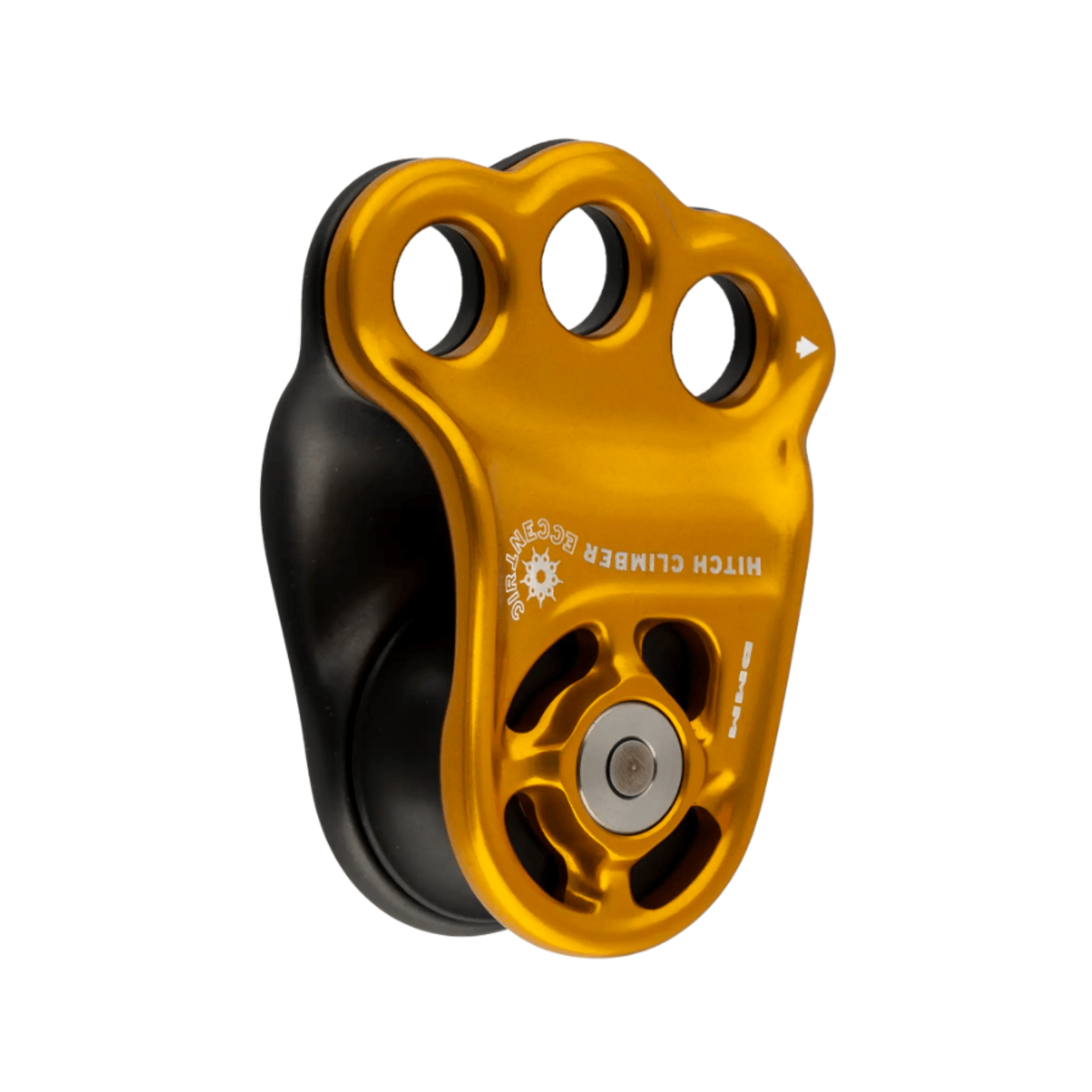 DMM Hitch Climber Eccentric Pulley for tree surgeon use, designed for improved climbing efficiency and friction hitch performance.