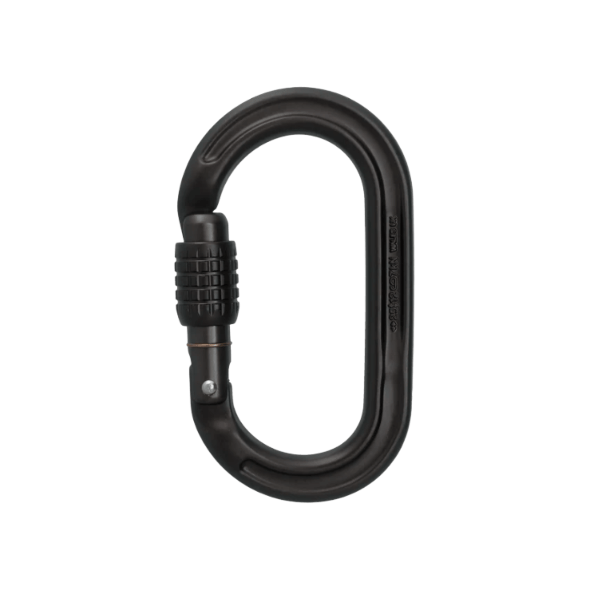 DMM Ultra O Karabiner, black, ideal for tree surgeons, climbing, and rescue applications.